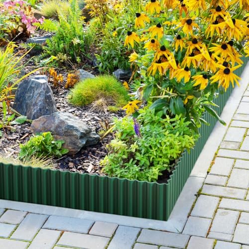 LAVEVE Corrugated Metal Garden Edging 4" x 10Ft, Landscape Edging Border for Lawn, Flower Bed, Garden Fence, Paver Edging (Green) - Image 2