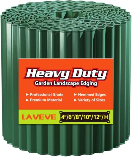 LAVEVE Corrugated Metal Garden Edging 4" x 10Ft, Landscape Edging Border for Lawn, Flower Bed, Garden Fence, Paver Edging (Green) - Image 1