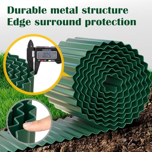 LAVEVE Corrugated Metal Garden Edging 4" x 10Ft, Landscape Edging Border for Lawn, Flower Bed, Garden Fence, Paver Edging (Green) - Image 3