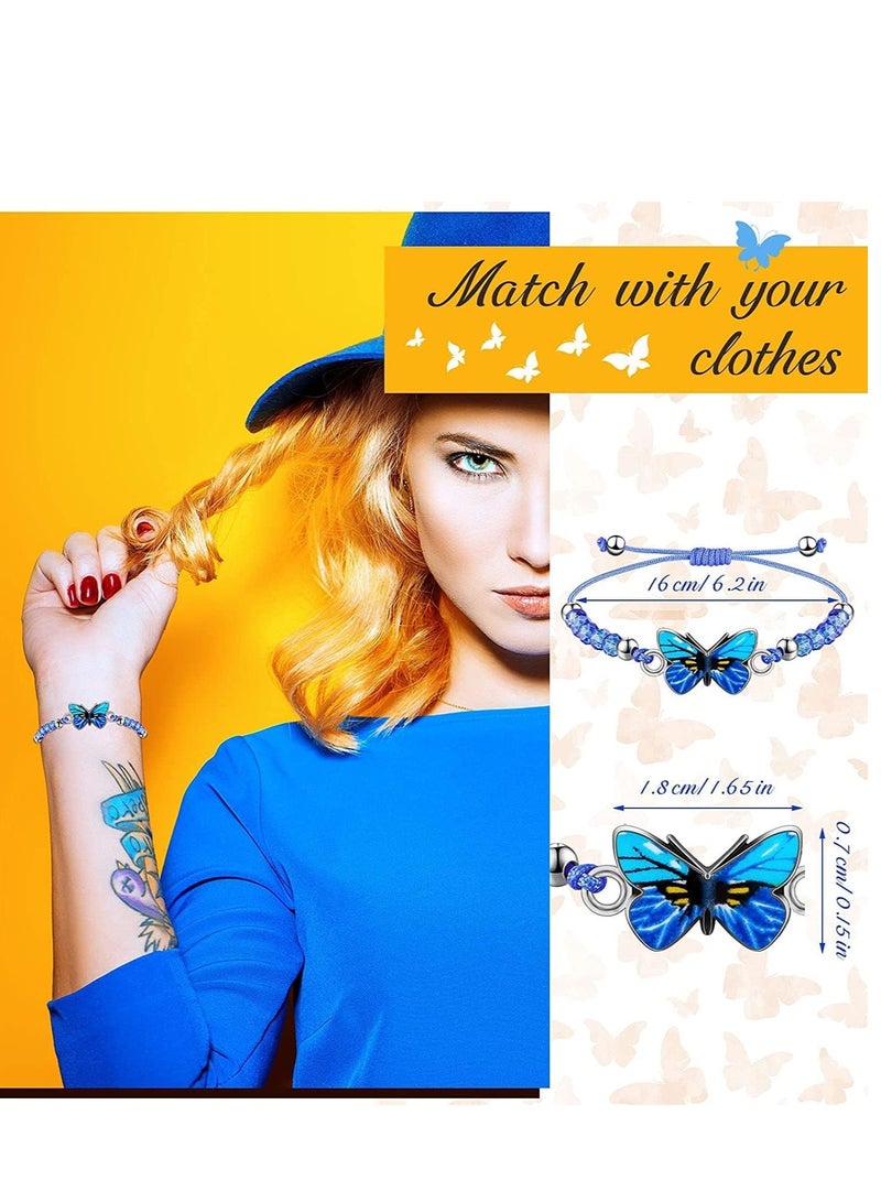 SOLARAE 12 قطعة أساور فراشة هدايا حفلات أساور صداقة ملونة قابلة للتعديل أساور منسوجة للنساء والفتيات والأطفال هدايا حفلات الفراشة الخيالية هدايا عيد الميلاد (النمط 3-12 قطعة) - Image 3