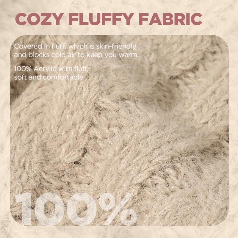 Goocoz Womens Beanie Hat Infinity Scarf Touchscreen Gloves Fleece Headband 4 in 1 Winter Clothes Set Gifts for Women Oatmeal - Image 5
