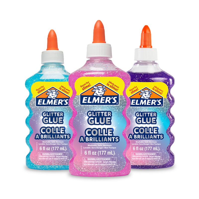 ELMER'S غراء لامع سائل من إلمر، ألوان متنوعة، أزرق، وردي، بنفسجي، العلامة التجارية رقم 1 للمعلمين - الفنون والحرف، نشاط للأطفال، هدية إبداعية للعطلات - Image 1