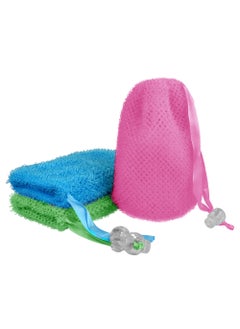 Linkidea Linkidea 3 Pack Soap Bag, Exfoliating Soap Saver Pouch, Exfoliator Sponge Soap Pocket Drawstring Bags, Body Scrubber for Bath Shower (Three Random Color) 