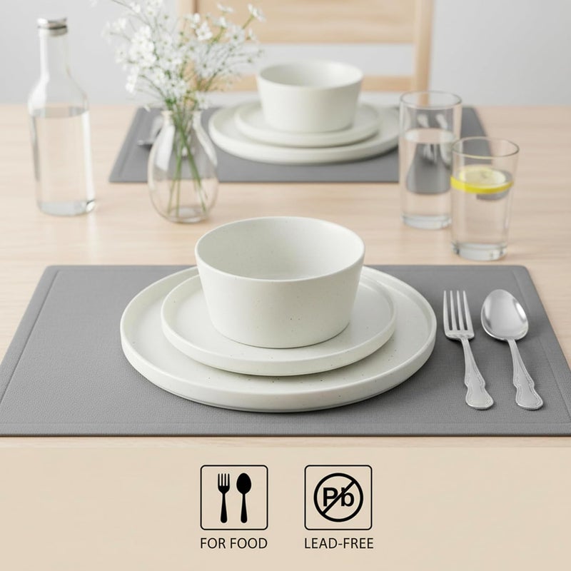 كويزين أرت طقم عشاء كويزين آرت وولا المكون من 12 قطعة، مصنوع من الخزف الحجري الأبيض، يكفي لأربعة أشخاص - يشمل أطباق العشاء والأطباق الجانبية والأوعية - أدوات مائدة عصرية ومتينة للاستخدام اليومي والهدايا. - Image 2