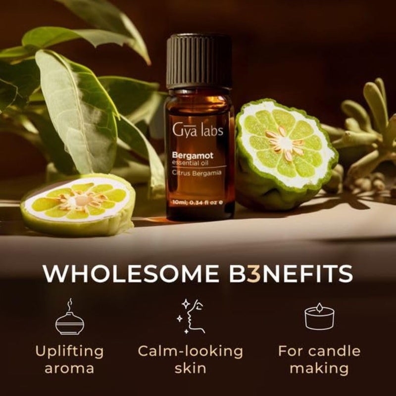 Gya Labs Bergamot Essential Oil for Diffuser - 0.34 Fl Oz - 100% Pure Natural Bergamot Oil for Skin, Hair, Shampoo Aromatherapy & Candle Making - Zesty & Refreshing Scent - Image 5