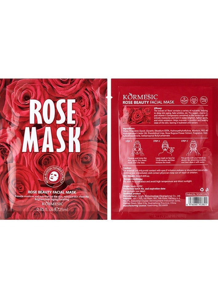 Kormesic قناع الورد 5 قطع، 25 مل لكل قطعة - ترطيب عميق، تهدئة وإصلاح، مناسب للاستخدام اليومي - Image 1
