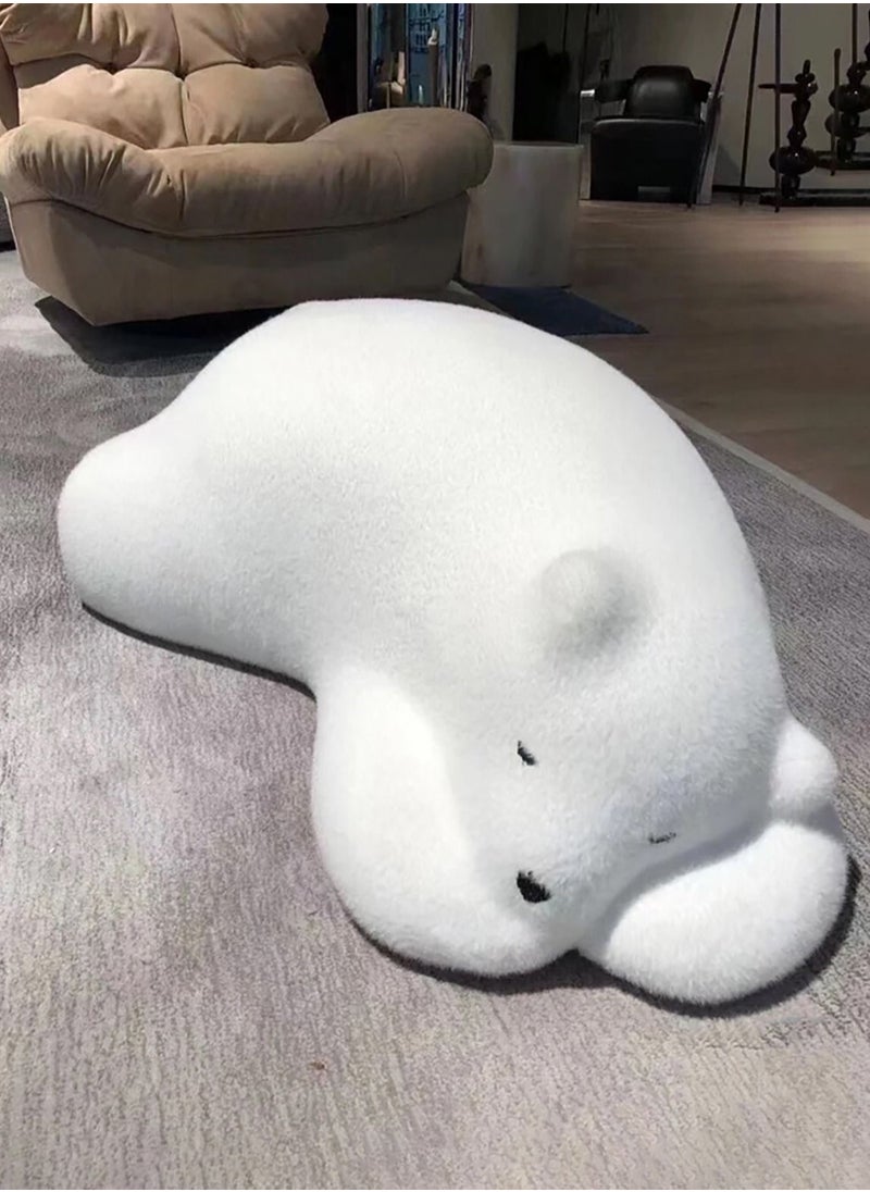 Merry Moments Floor Bear Cushion Polar Resting Bear Lying Bed Polar Bear Sofa Chair Nordic Style Leisure Lazy Chairs for Living Room Children Bedroom White Fabric H34xW53xL92 cm  - Image 1