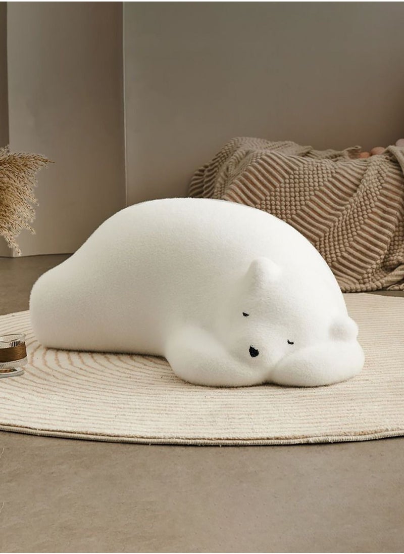Merry Moments Floor Bear Cushion Polar Resting Bear Lying Bed Polar Bear Sofa Chair Nordic Style Leisure Lazy Chairs for Living Room Children Bedroom White Fabric H34xW53xL92 cm  - Image 5