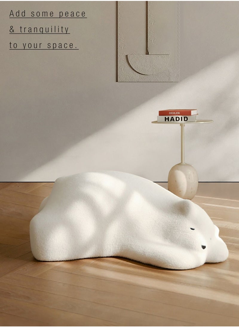 Merry Moments Floor Bear Cushion Polar Resting Bear Lying Bed Polar Bear Sofa Chair Nordic Style Leisure Lazy Chairs for Living Room Children Bedroom White Fabric H34xW53xL92 cm  - Image 4