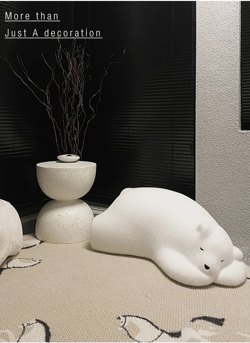 Merry Moments Floor Bear Cushion Polar Resting Bear Lying Bed Polar Bear Sofa Chair Nordic Style Leisure Lazy Chairs for Living Room Children Bedroom White Fabric H34xW53xL92 cm  - Image 3