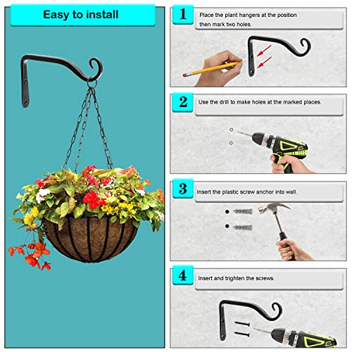 LOOGI Hanging Plant Bracket, Wall Hook Plant Hanger 6 Inch Decorative Hooks for Indoor Planter Lantern, Outdoor Bird Feeder Wind Chime, 2 Pack Black - Image 5
