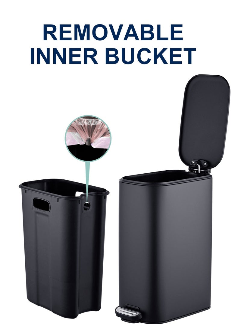 Noon East 16L Steel Trash Can with Soft Close Lid and Fingerprint-Resistant Surface for Kitchen, Bathroom, Black Matte, 19 x 34.7 x 34 cm - Image 5