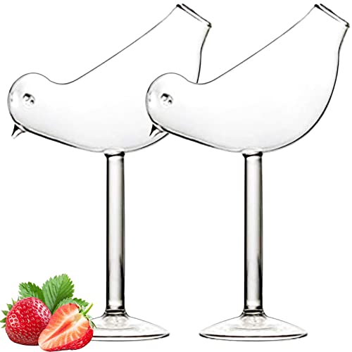 LINALL Cocktail Glasses Bird Shaped Cocktail Wine Glass 5oz/150ml Set of 2 Bird glasses Drinking Unique Champagne Coupe Glass Bird Shape Martini Goblet Cups 2pcs Glassware for KTV Home Bar Club - Image 1
