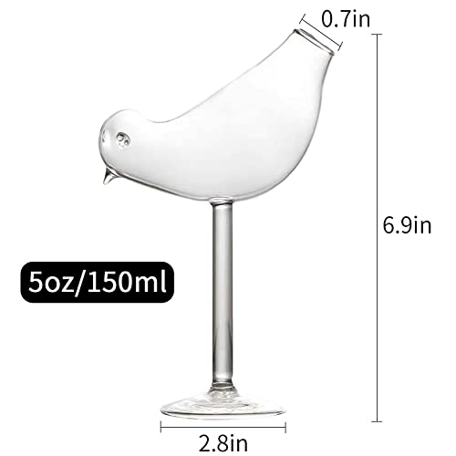 LINALL Cocktail Glasses Bird Shaped Cocktail Wine Glass 5oz/150ml Set of 2 Bird glasses Drinking Unique Champagne Coupe Glass Bird Shape Martini Goblet Cups 2pcs Glassware for KTV Home Bar Club - Image 2