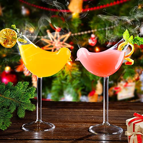 LINALL Cocktail Glasses Bird Shaped Cocktail Wine Glass 5oz/150ml Set of 2 Bird glasses Drinking Unique Champagne Coupe Glass Bird Shape Martini Goblet Cups 2pcs Glassware for KTV Home Bar Club - Image 5