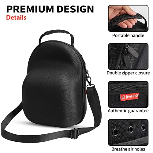 Livelab حافظة قبعات ليفلاب، حافظة قبعات صلبة لقبعات البيسبول، تخزين قبعات مع مقبض حمل وحزام كتف، منظم قبعات يحمي حتى 6 قبعات، مثالي للسفر وتخزين المنزل - أسود - Image 3