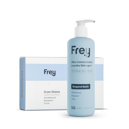 FREY Classic Laundry Bundle – Concentrated Liquid Detergent (Up to 50 Loads) + Dryer Sheets (30 Sheets) – Plant-Derived Formulation, HE Compatible (Bergamot Beach) - Image 1