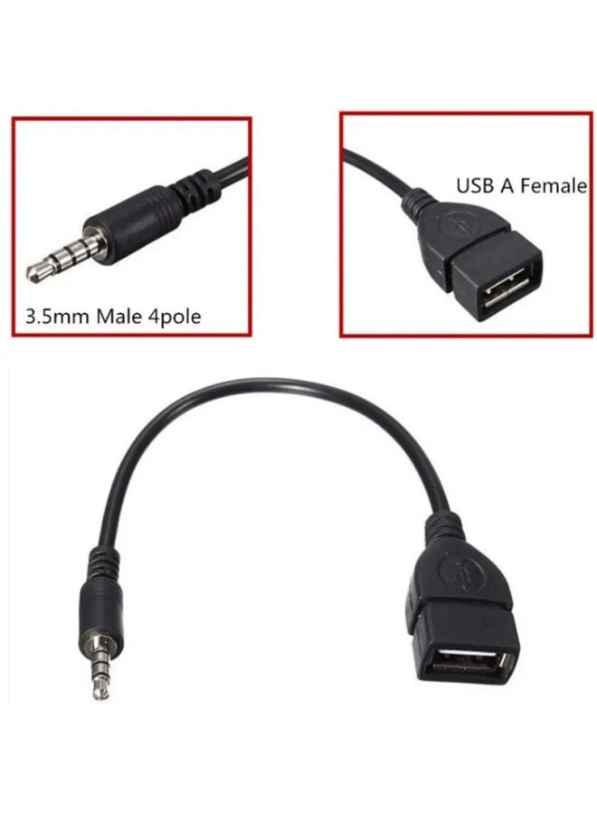 محول منفذ USB الأم للسيارة 3.5 إلى خط Aux 3.5 كابل صوت OTG للسيارة مع وصلة USB الأم وقرص U - اللون: عبوة عصابة رأس مسطحة - Image 1