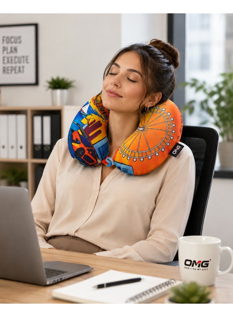 OMG Neck Pillow Travel – Soft U-Shaped Memory Foam Pillow for Airplane, Car, Office & Home Use, Ergonomic Neck Support, Lightweight & Portable - Image 3