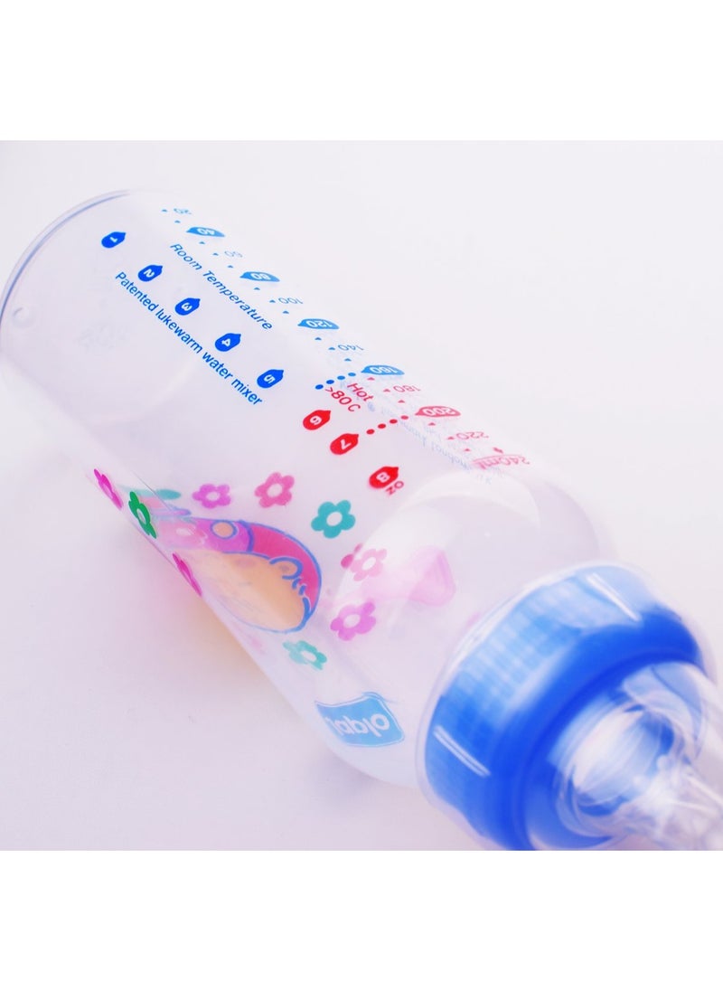 Japlo - Round baby feeding Bottle with Anti-colic nipple & Lukewarm water mixer size 240 ml RD240 BOX ( assorted) - Image 1