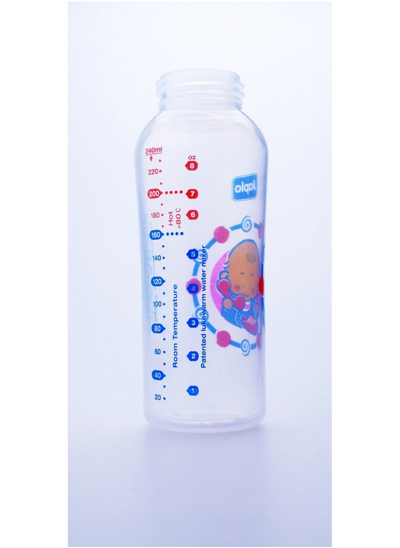 Japlo - Round baby feeding Bottle with Anti-colic nipple & Lukewarm water mixer size 240 ml RD240 BOX ( assorted) - Image 1
