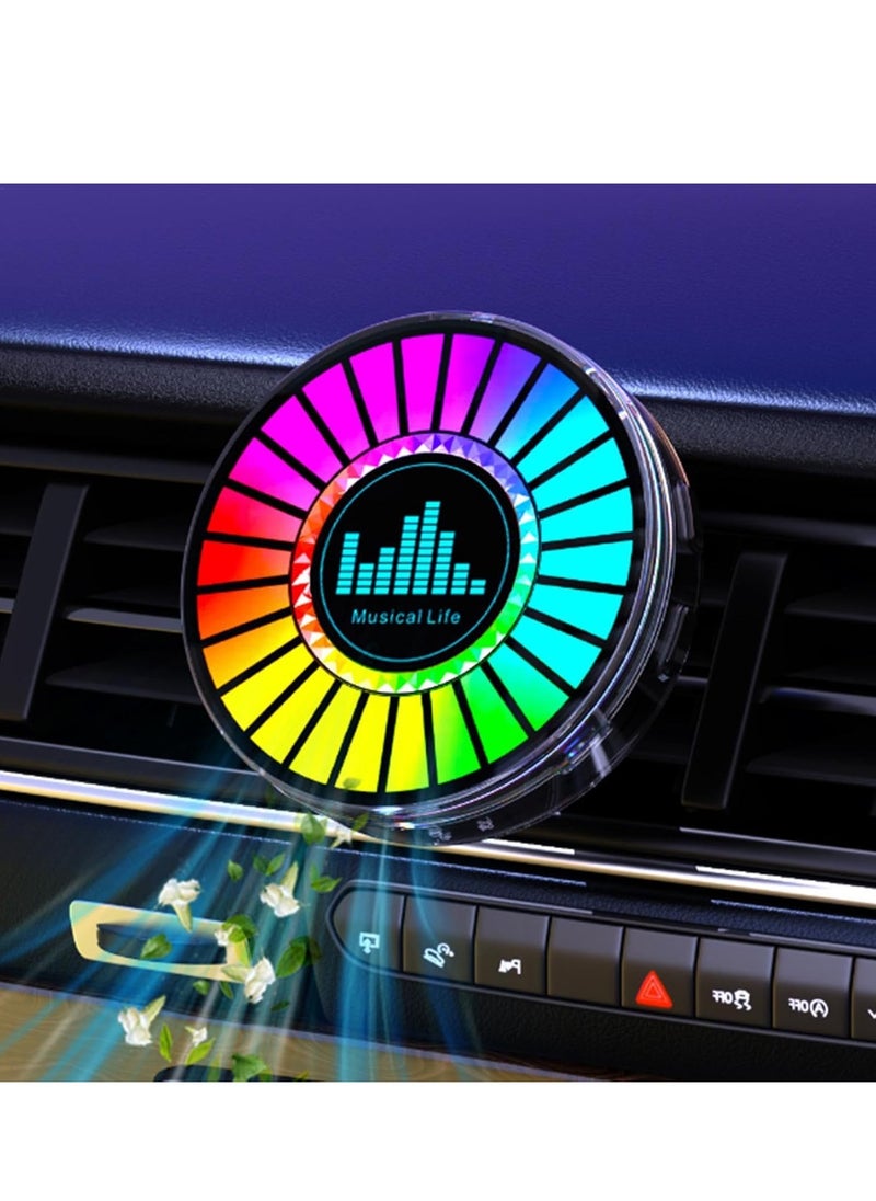 Generic - Smart LED RGB Light Bars，RGB Sound Control Rhythm Light, Aromatherapy Car Decorative Lights, Rechargeable APP Control Light Round Sound Pickup Ambient Lights with Fragrance Tablets, Car Vent Clip, for Car, Gaming - Image 1