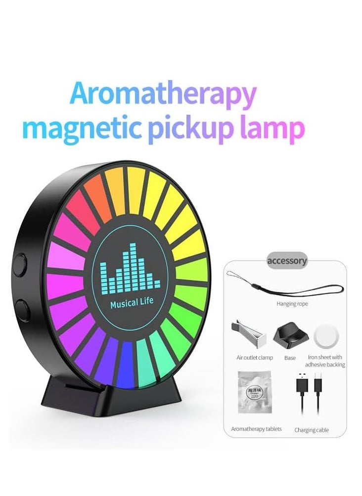 Generic - Smart LED RGB Light Bars，RGB Sound Control Rhythm Light, Aromatherapy Car Decorative Lights, Rechargeable APP Control Light Round Sound Pickup Ambient Lights with Fragrance Tablets, Car Vent Clip, for Car, Gaming - Image 1