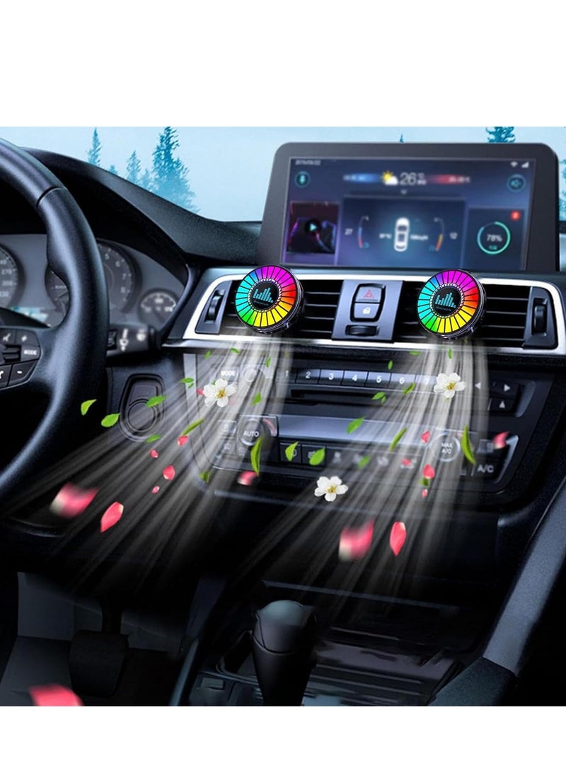 Generic - Smart LED RGB Light Bars，RGB Sound Control Rhythm Light, Aromatherapy Car Decorative Lights, Rechargeable APP Control Light Round Sound Pickup Ambient Lights with Fragrance Tablets, Car Vent Clip, for Car, Gaming - Image 1