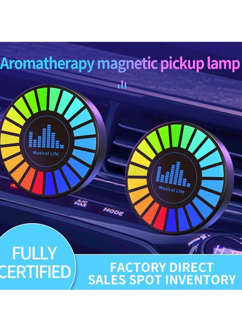 Generic - Smart LED RGB Light Bars，RGB Sound Control Rhythm Light, Aromatherapy Car Decorative Lights, Rechargeable APP Control Light Round Sound Pickup Ambient Lights with Fragrance Tablets, Car Vent Clip, for Car, Gaming - Image 1