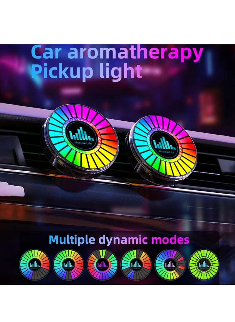 Generic - Smart LED RGB Light Bars，RGB Sound Control Rhythm Light, Aromatherapy Car Decorative Lights, Rechargeable APP Control Light Round Sound Pickup Ambient Lights with Fragrance Tablets, Car Vent Clip, for Car, Gaming - Image 1