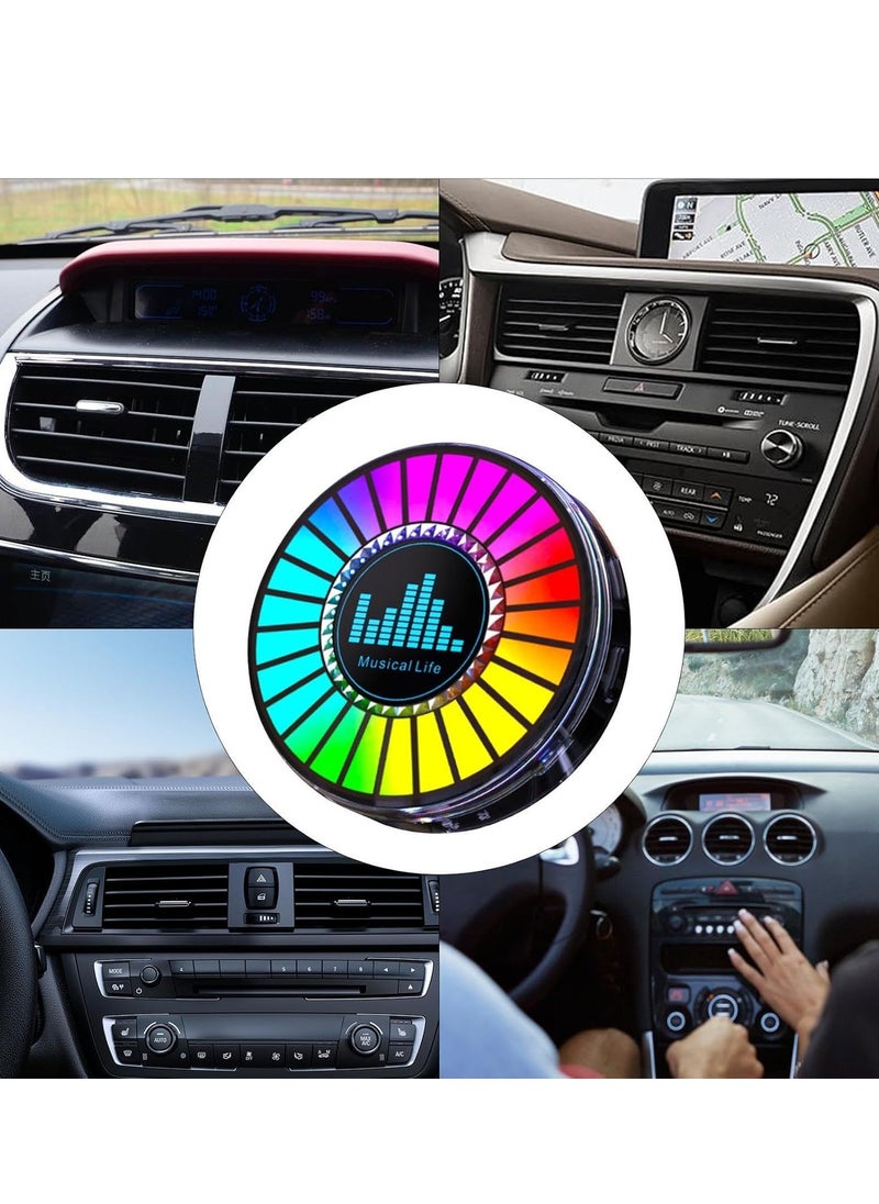 Generic - Smart LED RGB Light Bars，RGB Sound Control Rhythm Light, Aromatherapy Car Decorative Lights, Rechargeable APP Control Light Round Sound Pickup Ambient Lights with Fragrance Tablets, Car Vent Clip, for Car, Gaming - Image 1