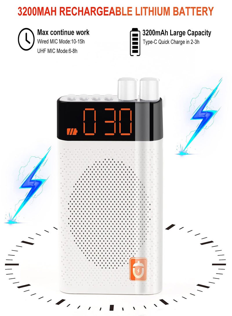 Excefore Voice Amplifier with UHF Wireless Microphone Headset 3200mAh Portable Bluetooth Personal Voice Amplifier for Teachers Fitness Instructors Tour Guide Classroom Speaker Outdoors - Image 5