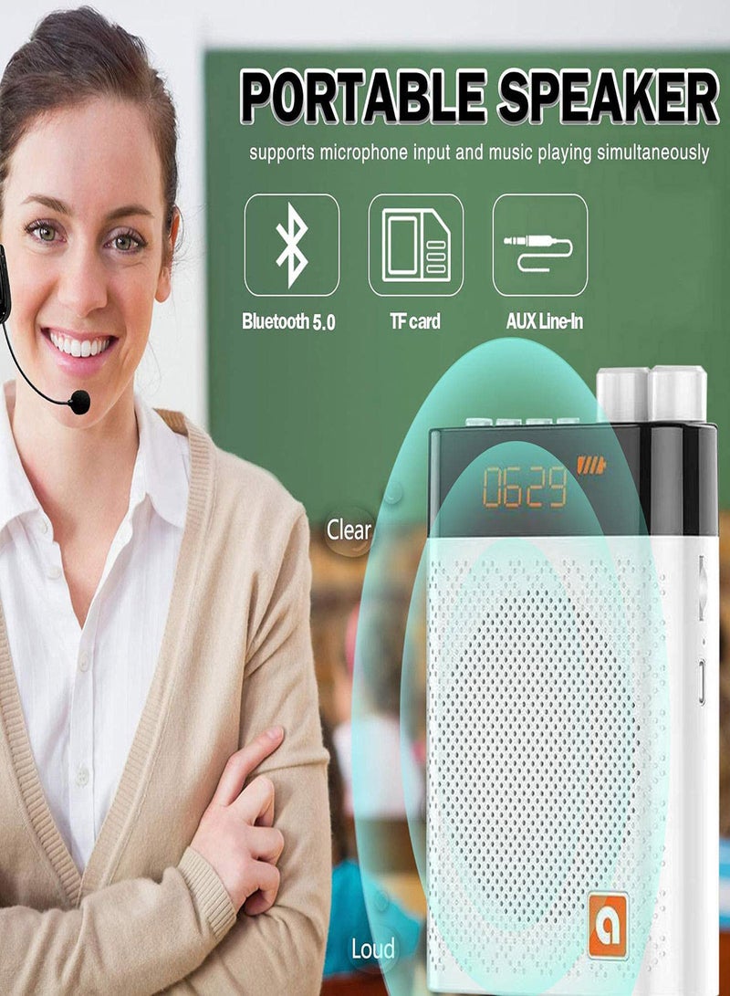 Excefore Voice Amplifier with UHF Wireless Microphone Headset 3200mAh Portable Bluetooth Personal Voice Amplifier for Teachers Fitness Instructors Tour Guide Classroom Speaker Outdoors - Image 2