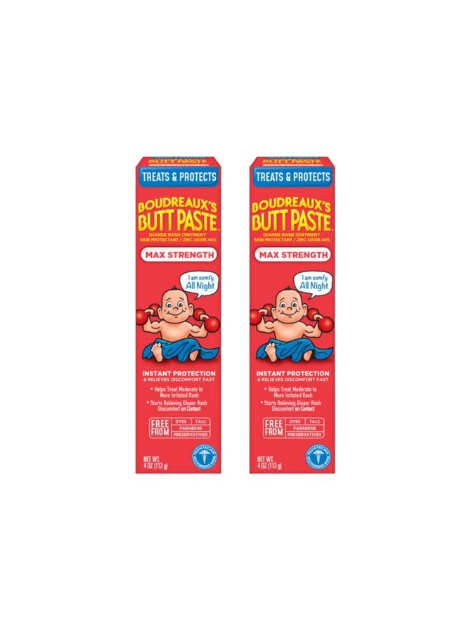 Boudreaux's Butt Paste Diaper Rash Ointment - Maximum Strength - Contains 40% Zinc Oxide - Paraben And Preservative-Free - 4Oz (2 Pack) - Image 1