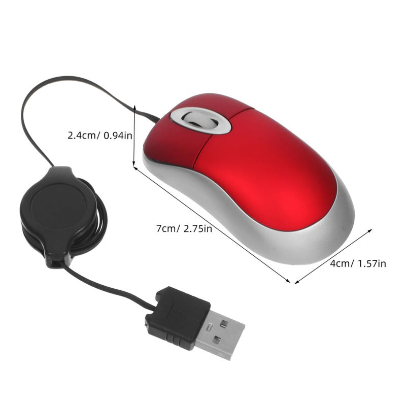 Retractable USB Wired Mouse Mini Optical Comfortable For Office And Home Use - Image 3