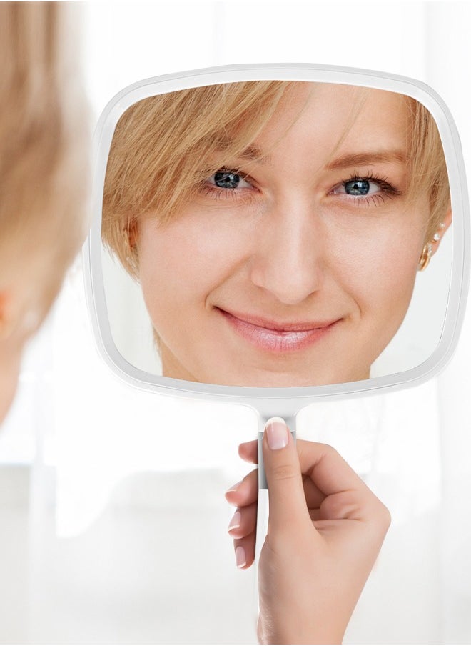 SNOWFLAKES SNOWFLAKES - Hand Mirror, Handheld Mirror with Handle, White Hang Makeup Mirror, Hairdresser Mirror. - Image 1