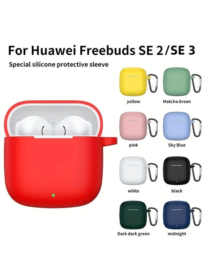 Yellow Silicone Cover With Keyring For Huawei FreeBuds SE2 Case Protective Shell - Image 2