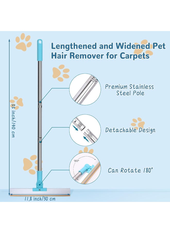 Pet Hair Remover Carpet Rake Lint Scraper with Adjustable 140cm Long Handle for Couch Rug, Dog Cat Hair Removal Brush Tool, Reusable Fur Broom for Car Furniture Mat Stairs  - Image 4