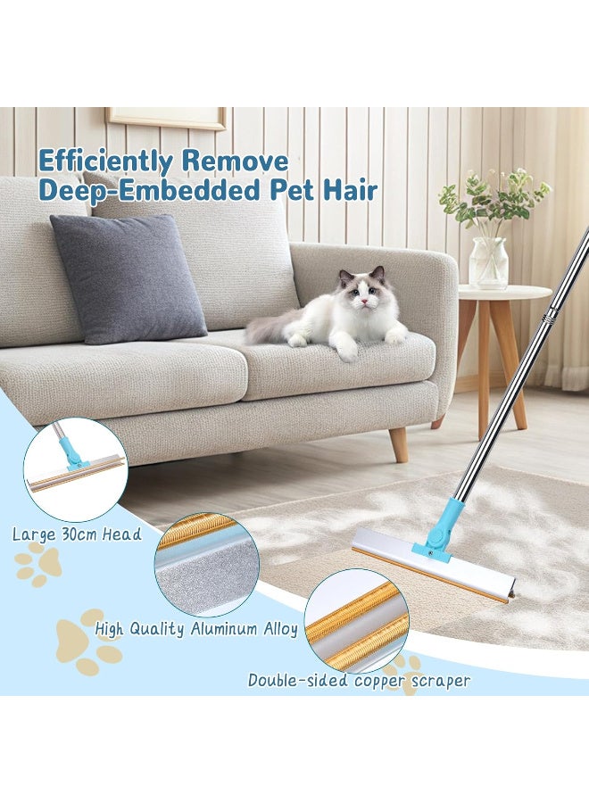 Pet Hair Remover Carpet Rake Lint Scraper with Adjustable 140cm Long Handle for Couch Rug, Dog Cat Hair Removal Brush Tool, Reusable Fur Broom for Car Furniture Mat Stairs  - Image 3