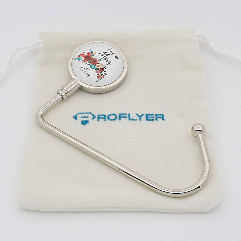 ROFLYER Purse Hook Hanger for Table Bar Handbag Hanger Safer Cleaner Bag Table Hanger with Velvet Pouch (Best Mom Ever) - Image 2