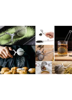 Afili Home Herbal Tea Brewing Strainer, Herbal Tea and Tea Strainer with Tongs and Practical Flour Cocoa Powder Sugar Sieve, Cup Compatible Herbal Tea Strainer with Tongs  - Image 2