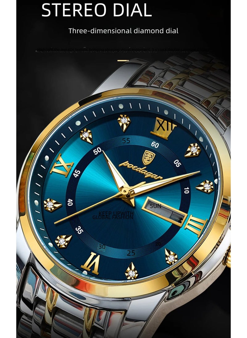 پوداجار ساعة رجالية مقاومة للماء ومضيئة كوارتز - 41 مم - Image 4