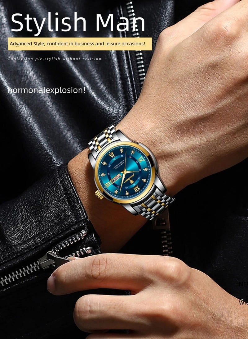 پوداجار ساعة رجالية مقاومة للماء ومضيئة كوارتز - 41 مم - Image 3