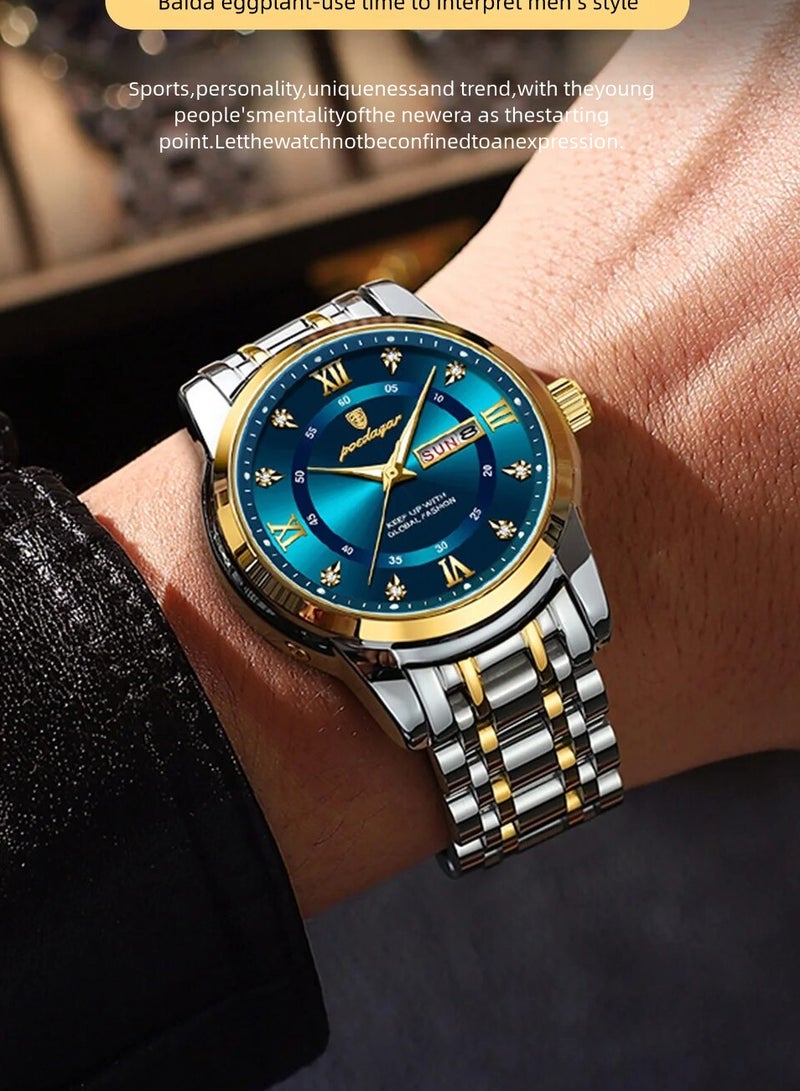 پوداجار ساعة رجالية مقاومة للماء ومضيئة كوارتز - 41 مم - Image 2