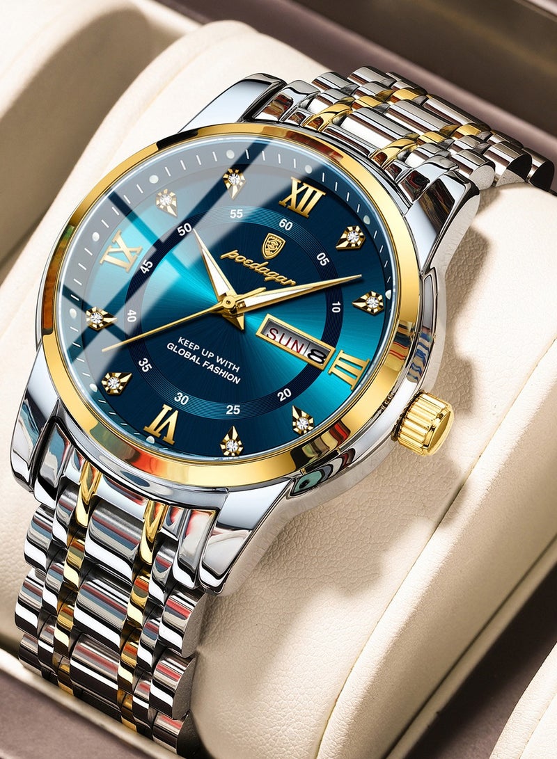 پوداجار ساعة رجالية مقاومة للماء ومضيئة كوارتز - 41 مم - Image 1