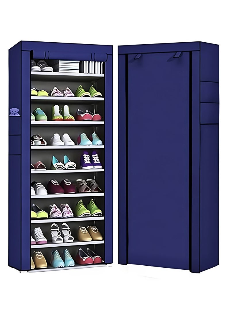 Yaqoot 10 Tiers Shoe Rack Storage Box for 27 Pairs, Foldable Shoe Rack, Foldable Shoes Organizer Cover, Shoe Cover Rack, Portable Shoe Storage - Image 1