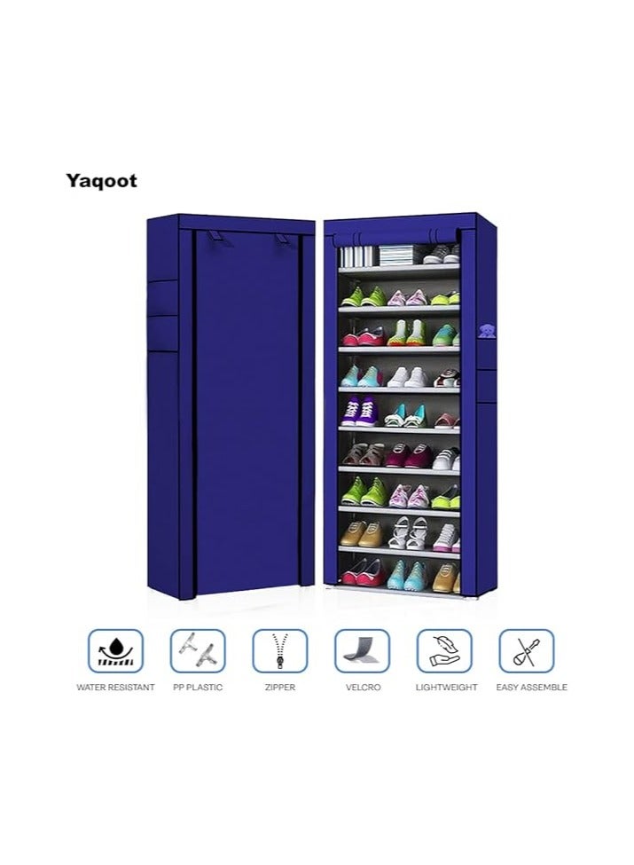 Yaqoot 10 Tiers Shoe Rack Storage Box for 27 Pairs, Foldable Shoe Rack, Foldable Shoes Organizer Cover, Shoe Cover Rack, Portable Shoe Storage - Image 2