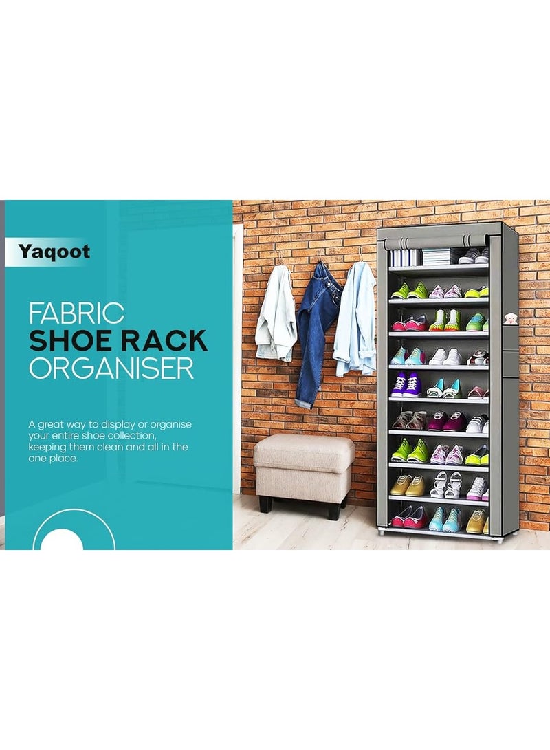 Yaqoot 10 Tiers Shoe Rack Storage Box for 27 Pairs, Foldable Shoe Rack, Foldable Shoes Organizer Cover, Shoe Cover Rack, Portable Shoe Storage - Image 3