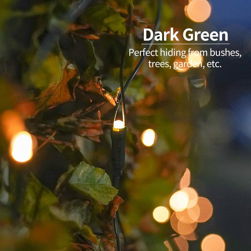 echosari Solar Net Lights Outdoor, 100 LED 5Ft x 5Ft Bush Net Light Outdoor Mesh Lights Auto On/Off 8 Modes for Tree Fence Backyard Bush Decor (Warm White) - Image 3