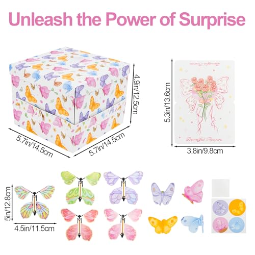 JIABEIUS Flying Butterfly Explosion Gift Box Pop Out Surprise Gift Box with Card DIY Exploding Fantasy Boxes for Mothers Day Graduation Birthdays Wedding Christmas - Image 5